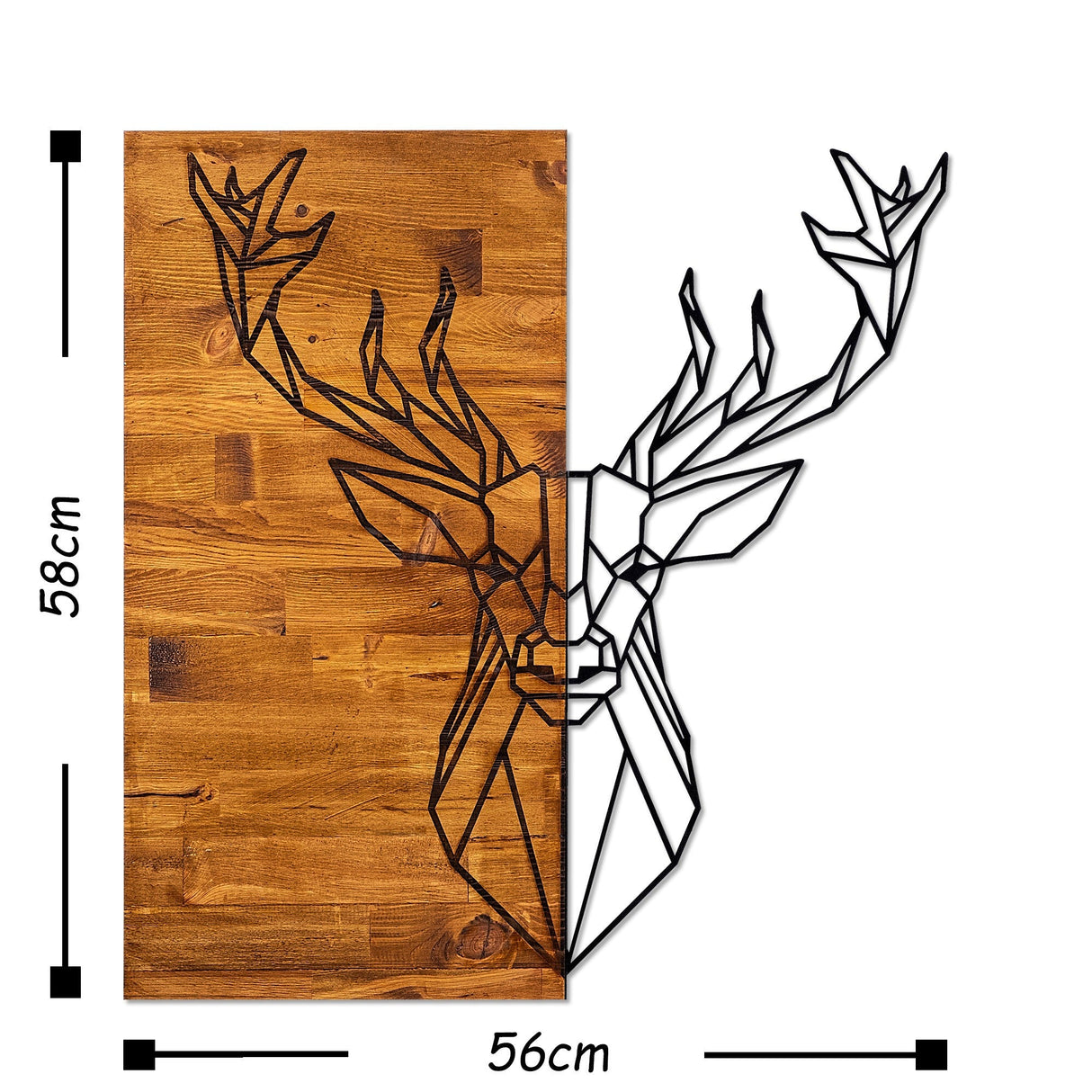 Decorațiune de perete din lemn Deer1, Diverse culori, 56x58x3 cm - Nuc - Negru | SKU: 899SKL1211 | Decorațiune de perete din lemn Deer1, 56x58x3 cm, varianta Nuc - Negru, produs pentru amenajarea locuinței, disponibil online în România la CasaMob