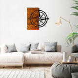 Decoratiune de perete lemn Pusula, Nuc, 58x3x58 cm