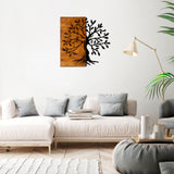 Decorațiune de perete din lemn Agac, Nuc - Negru, 58x58x3 cm