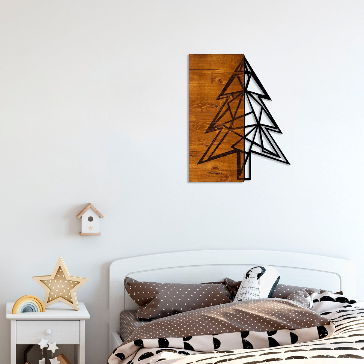 Decorațiune de perete din lemn Cam Agaci, Nuc - Negru, 46x58x3 cm
