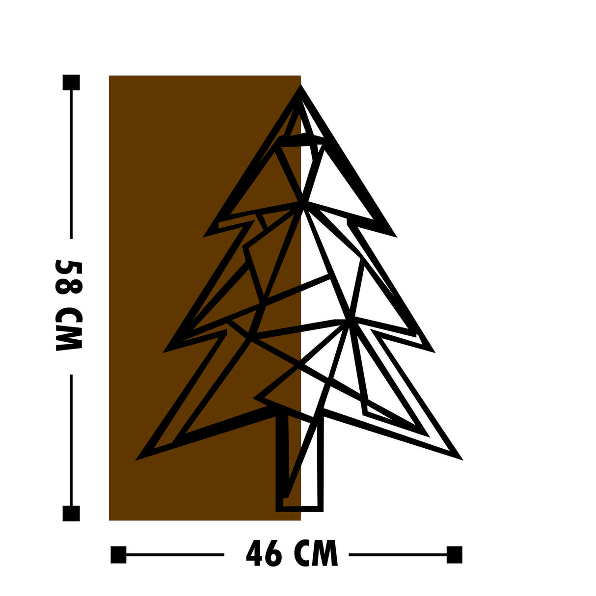 Decorațiune de perete din lemn Cam Agaci, Nuc - Negru, 46x58x3 cm