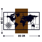 Decoratiune de perete lemn World, Nuc, 58x3x85 cm