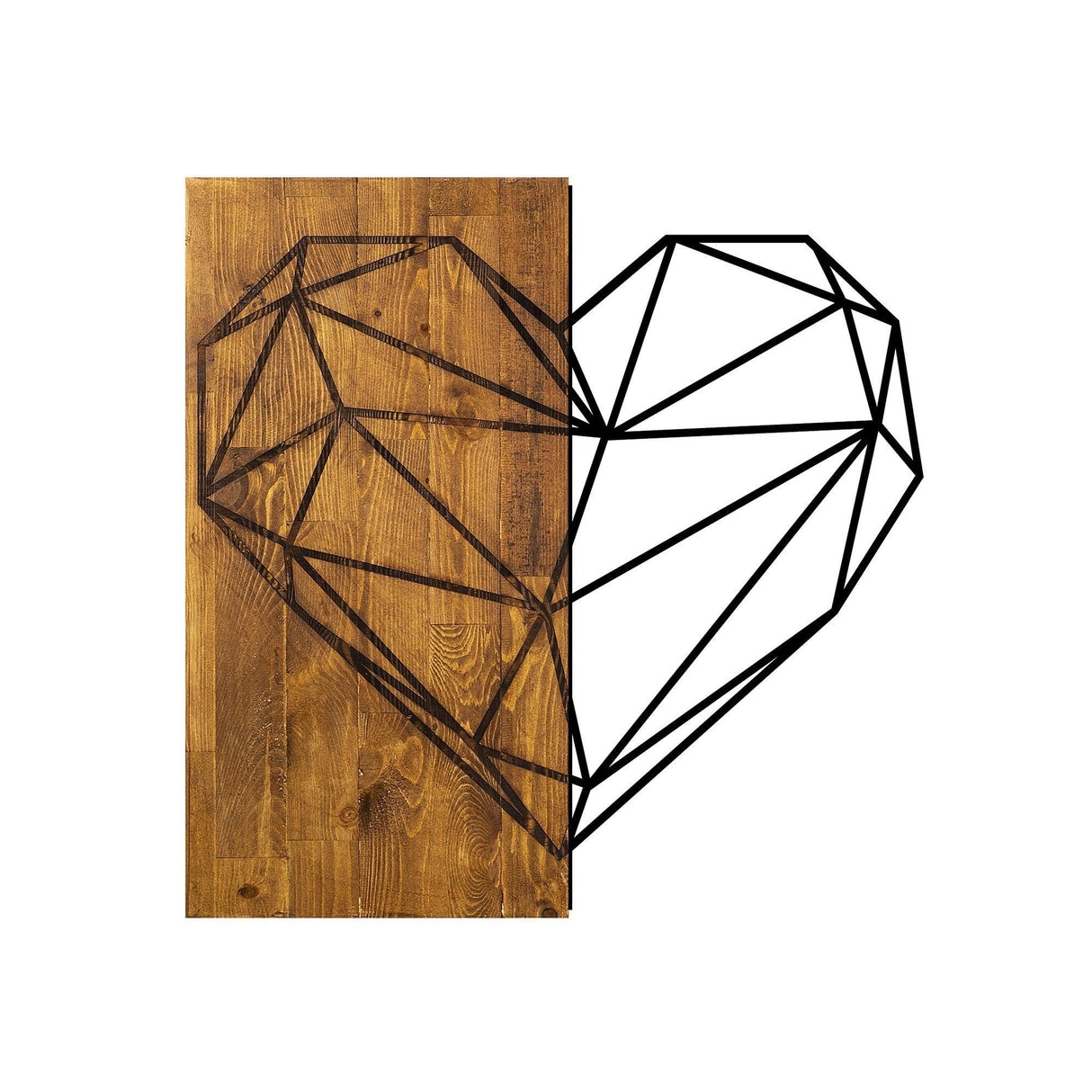Decoratiune de perete lemn Skyler, Nuc, 58x3x58 cm