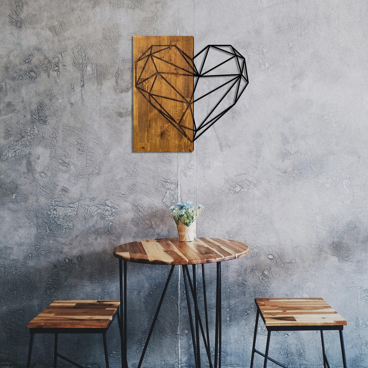 Decoratiune de perete lemn Skyler, Nuc, 58x3x58 cm