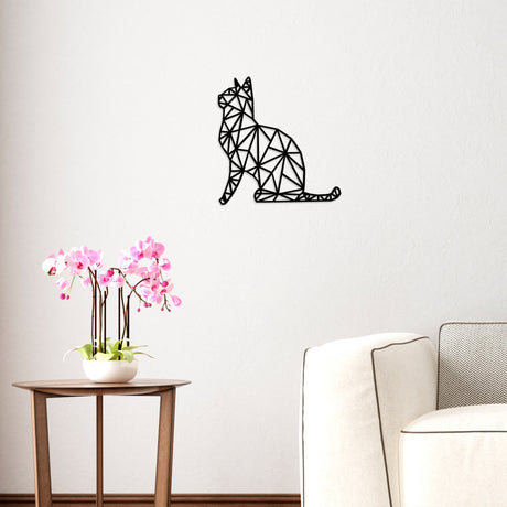 Decorațiune de perete din lemn Kedi, Negru, 35x46x1 cm