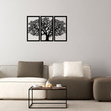 Decorațiune de perete din lemn Ağaç 5, Negru, 66x105x1 cm