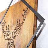 Decorațiune de perete din lemn Deer, Nuc - Negru, 54x54x2 cm