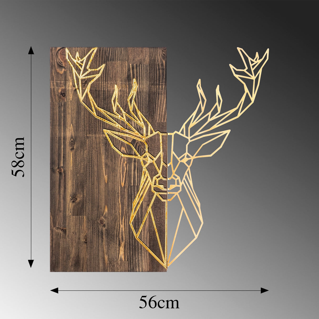 Decorațiune de perete din lemn Deer1, Diverse culori, 56x58x3 cm - Nuc - Auriu | SKU: 899SKL2242 | Decorațiune de perete din lemn Deer1, 56x58x3 cm, varianta Nuc - Auriu, produs pentru amenajarea locuinței, disponibil online în România la CasaMob