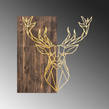 Decorațiune de perete din lemn Deer1, Diverse culori, 56x58x3 cm - Nuc - Auriu | SKU: 899SKL2242 | Decorațiune de perete din lemn Deer1, 56x58x3 cm, varianta Nuc - Auriu, produs pentru amenajarea locuinței, disponibil online în România la CasaMob