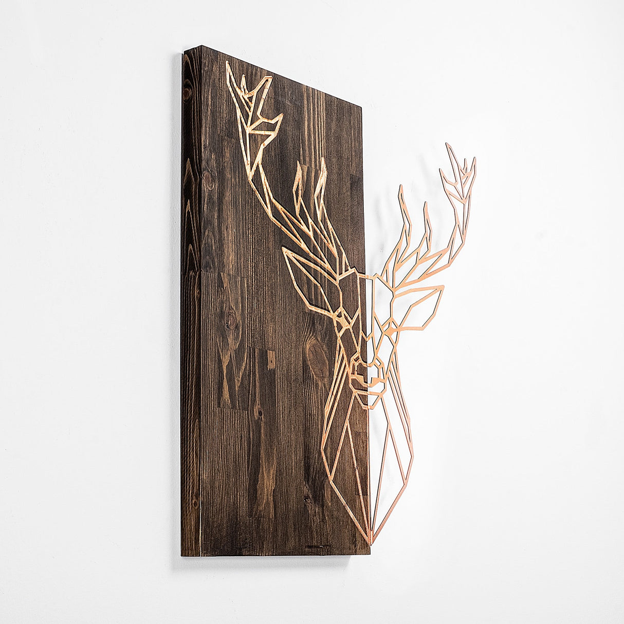 Decorațiune de perete din lemn Deer1, Diverse culori, 56x58x3 cm - Nuc - Copper | SKU: 899SKL2243 | Decorațiune de perete din lemn Deer1, 56x58x3 cm, varianta Nuc - Copper, produs pentru amenajarea locuinței, disponibil online în România la CasaMob
