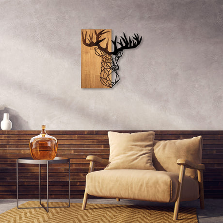 Decorațiune de perete din lemn MA-285, Nuc - Negru, 58x60x3 cm