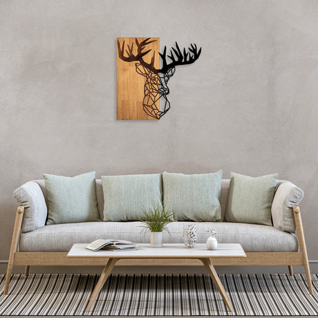 Decorațiune de perete din lemn MA-285, Nuc - Negru, 58x60x3 cm