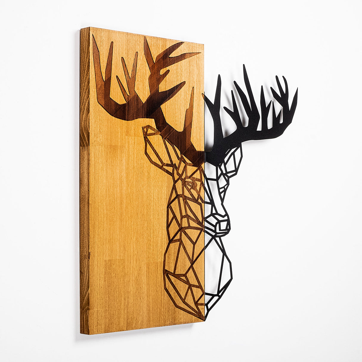 Decorațiune de perete din lemn MA-285, Nuc - Negru, 58x60x3 cm