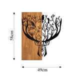 Decorațiune de perete din lemn Deer 1, Nuc - Negru, 49x58x3 cm
