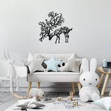 Decorațiune de perete din metal Deer 2, Negru, 66x70x2 cm