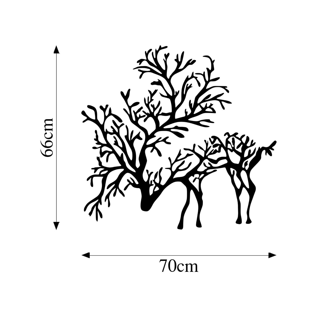 Decorațiune de perete din metal Deer 2, Negru, 66x70x2 cm