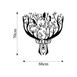Decorațiune de perete din metal Deer, Negru, 66x70x2 cm