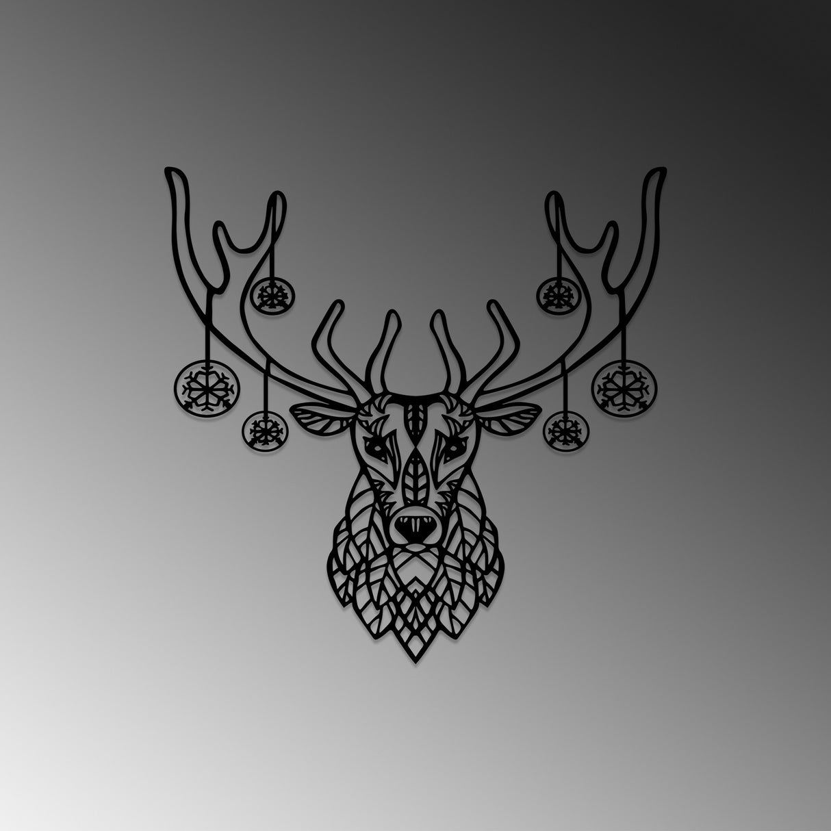 Decorațiune de perete din metal Christmas Deer, Negru, 69x70x0 cm