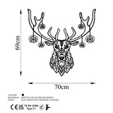 Decorațiune de perete din metal Christmas Deer, Negru, 69x70x0 cm