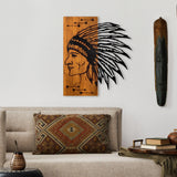 Decoratiune de perete lemn Apachi, Nuc, 50x58x3 cm