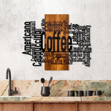 Decoratiune de perete lemn Coffee Mixed, Nuc, 72x58x3 cm