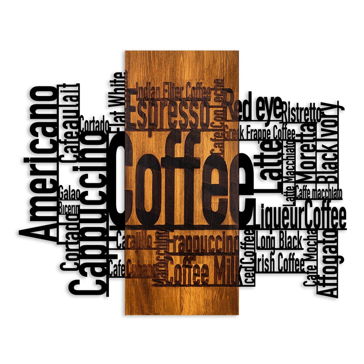 Decoratiune de perete lemn Coffee Mixed, Nuc, 72x58x3 cm