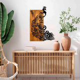 Decoratiune de perete lemn Peacock, Nuc, 47x65x3 cm