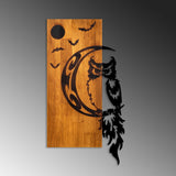 Decoratiune de perete lemn Owl, Nuc, 36x66x3 cm