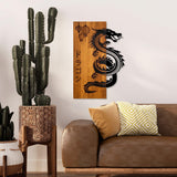 Decoratiune de perete lemn Dragon, Nuc, 40x58x3 cm