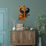 Decoratiune de perete lemn Love Birds 5, Nuc, 45x58x3 cm