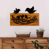 Decoratiune de perete lemn Family, Nuc, 58x40x3 cm
