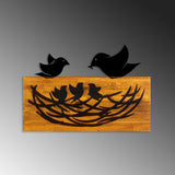 Decoratiune de perete lemn Family, Nuc, 58x40x3 cm