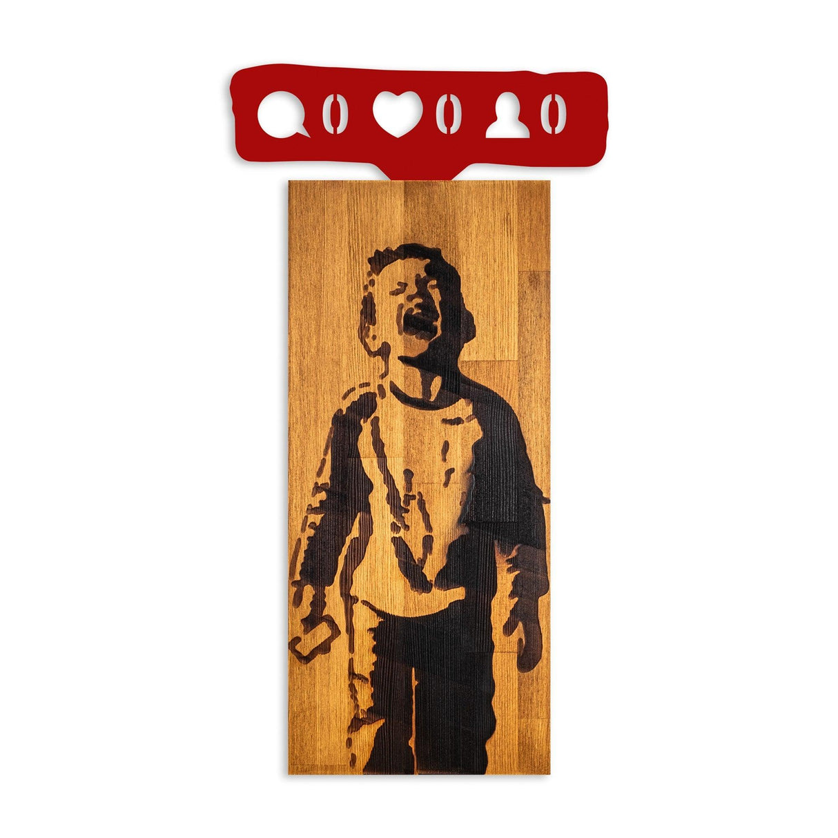Decoratiune de perete lemn Decorative Wooden Wall Accessory Artistic 1, Nuc, 36x69x3 cm