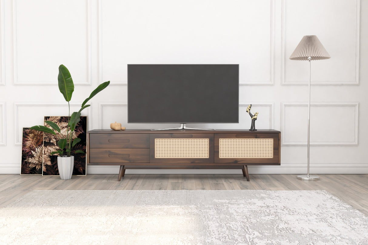 Comodă TV Dz072, Nuc, 180x30x45 cm