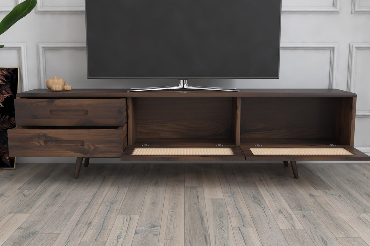 Comodă TV Dz072, Nuc, 180x30x45 cm