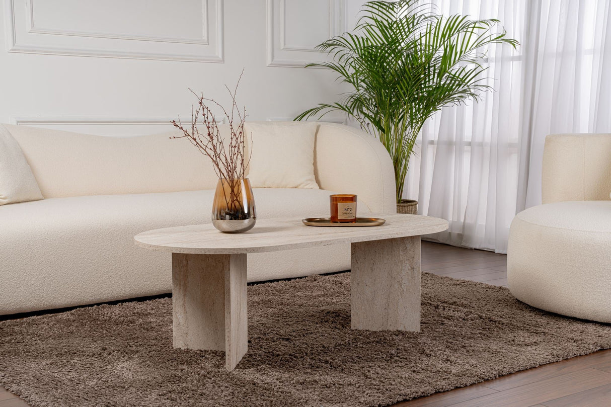 Măsuță de cafea Sable, Diverse culori, 119x60x40 cm - Travertin | SKU: 909NRD1103 | Măsuță de cafea Sable, 119x60x40 cm, varianta Travertin, produs pentru amenajarea locuinței, disponibil online în România la CasaMob