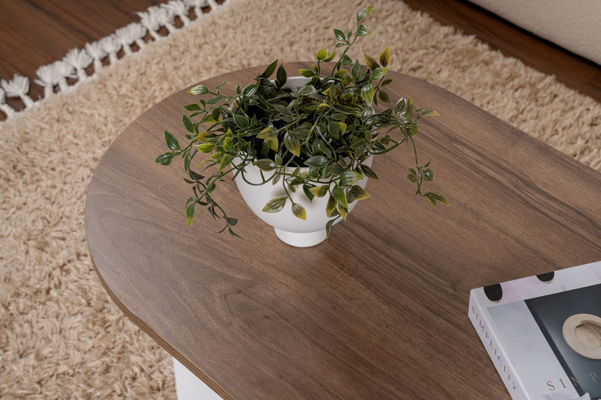 Măsuță de cafea Sable, Diverse culori, 119x60x40 cm - Venezia walnut - Alb | SKU: 909NRD1111 | Măsuță de cafea Sable, 119x60x40 cm, varianta Venezia walnut - Alb, produs pentru amenajarea locuinței, disponibil online în România la CasaMob