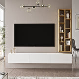 Comodă TV LV9-WK, Stejar - Alb, 175x27x25 cm