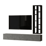 Comodă TV LV9-RL, Argintiu - Negru, 175x27x25 cm