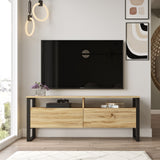 Comodă TV LV11-KE, Stejar - Negru, 140x36x56 cm