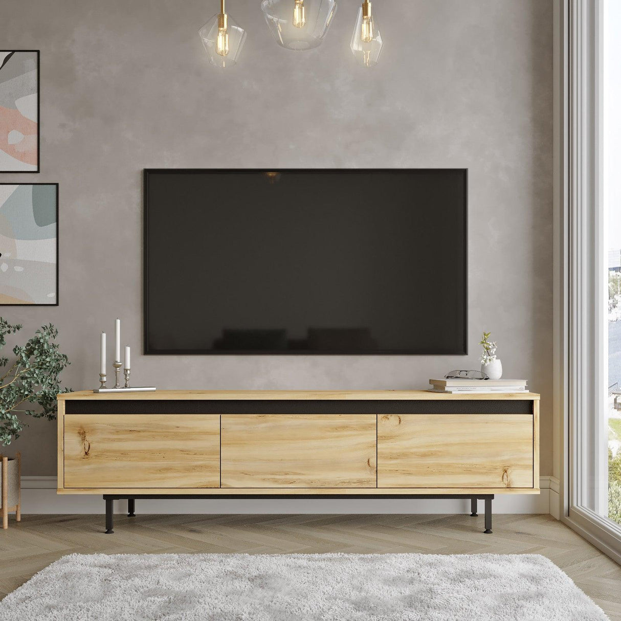 Comoda TV Tvado, 160x46x36 cm - Stejar, SKU 921YRD1101