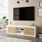 Comodă TV LV12-WK, Stejar - Alb, 160x35x45 cm