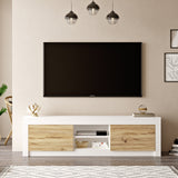 Comodă TV LV12-WK, Stejar - Alb, 160x35x45 cm