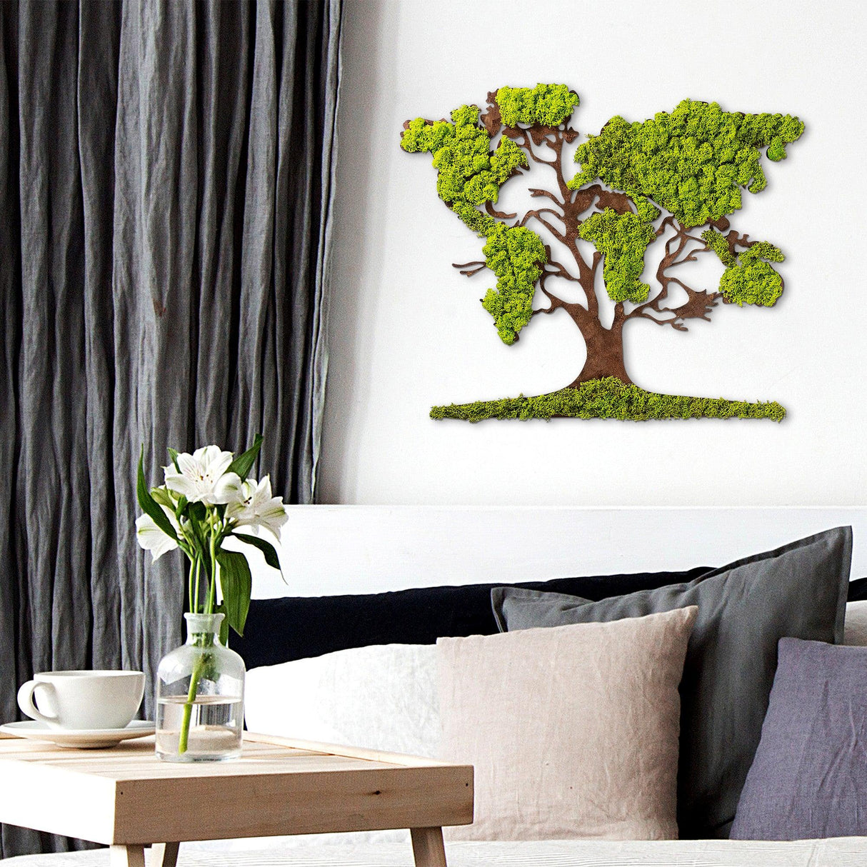 Accesoriu decorativ de perete Tree 2, Verde, 59x71 cm