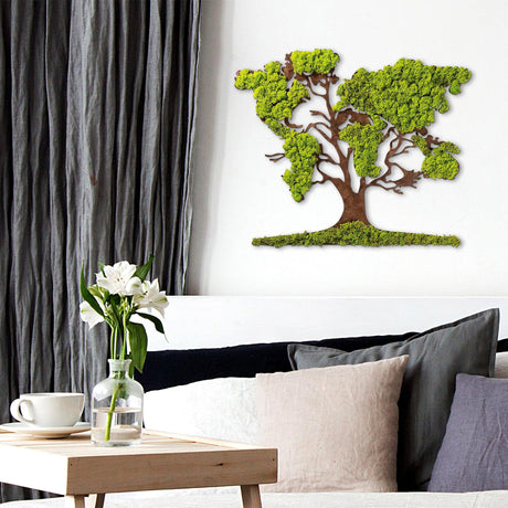 Accesoriu decorativ de perete Tree 2, Verde, 59x71 cm