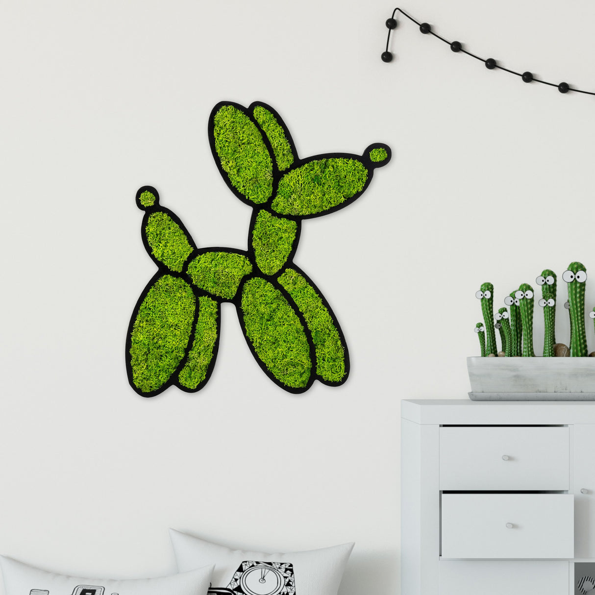 Decorațiune de perete din lemn Moss - Balloon Dog, Verde, 43x44x1 cm