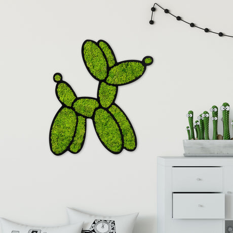 Decorațiune de perete din lemn Moss - Balloon Dog, Verde, 43x44x1 cm