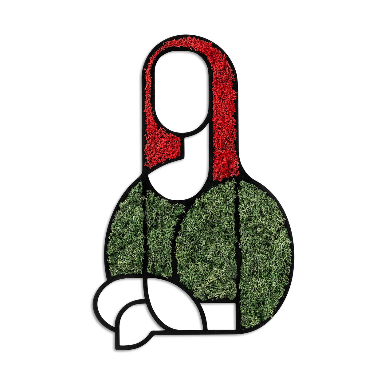 Decorațiune de perete din lemn Moss - Mona Lisa, Roșu - Verde, 48x31x1 cm