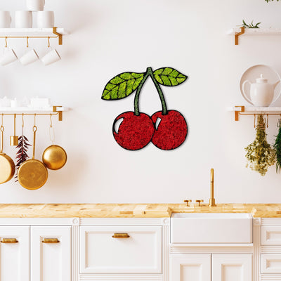 Decorațiune de perete din lemn Moss - Cherry, Roșu - Verde, 40x42x1.2 cm, SKU 931NTR1131, imagine 2