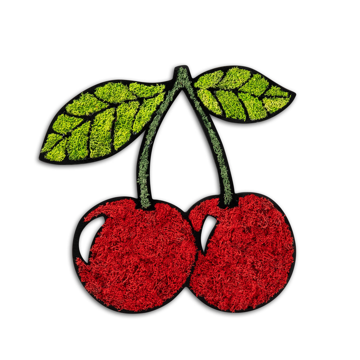Decorațiune de perete din lemn Moss - Cherry, Roșu - Verde, 40x42x1 cm